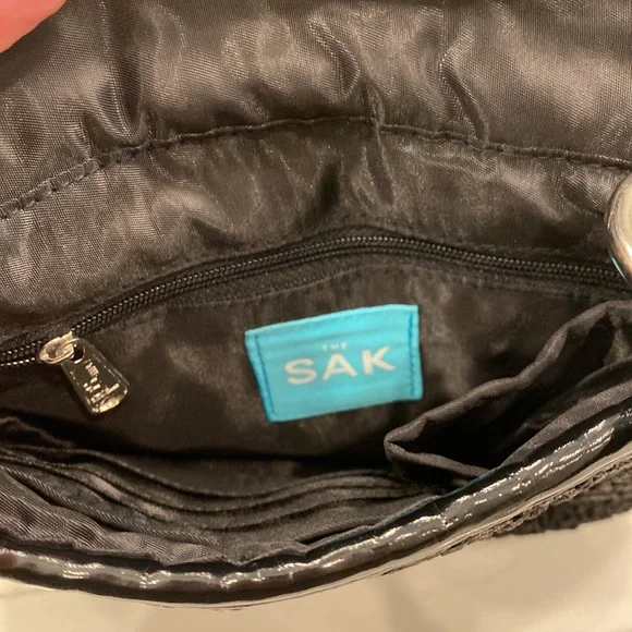 The Sak - Woven Crossbody Bag, Black/Iridescent Sequins/Metallic Silver - EUC - Picture 8 of 12